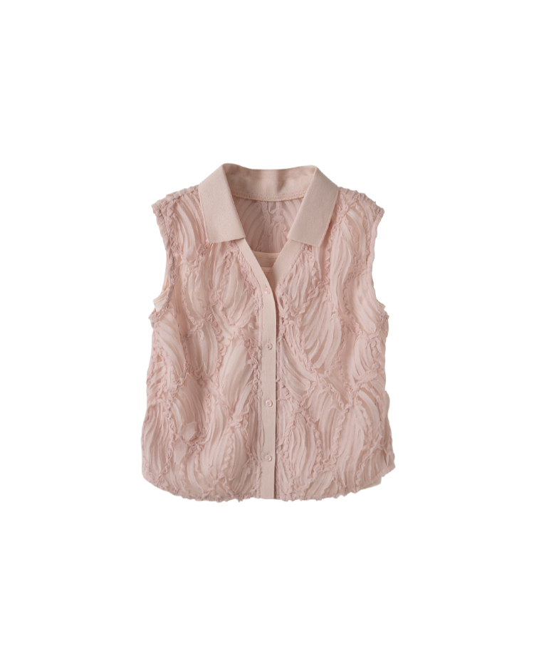 DITA襯衫領排扣雕花背心