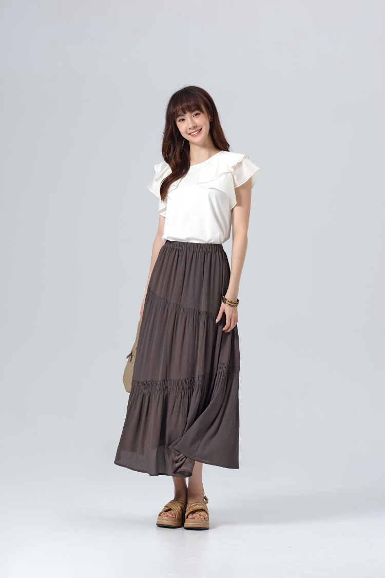 DITA合身層次感荷葉上衣