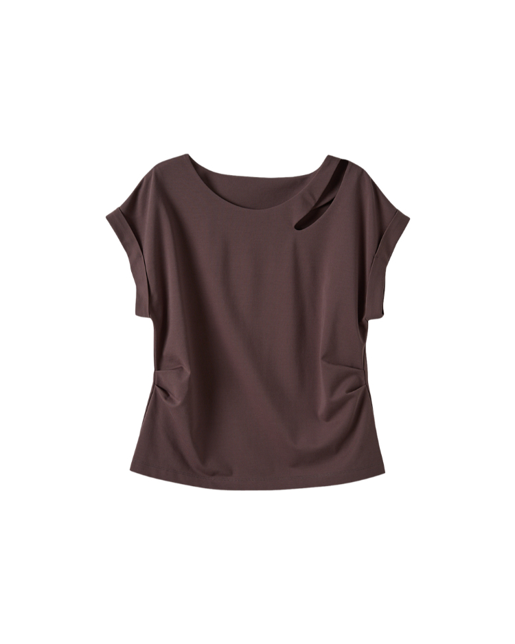 DITA法國袖修身素色上衣