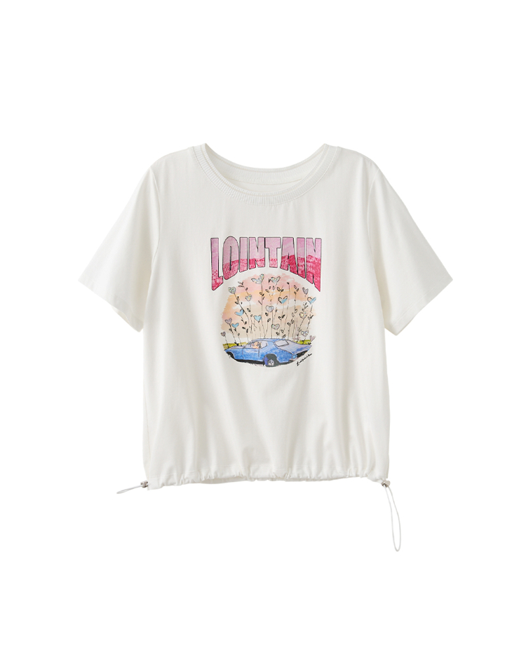 DITA趣味印花抽皺上衣