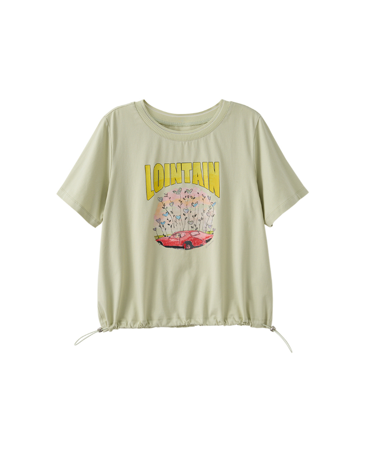 DITA趣味印花抽皺上衣