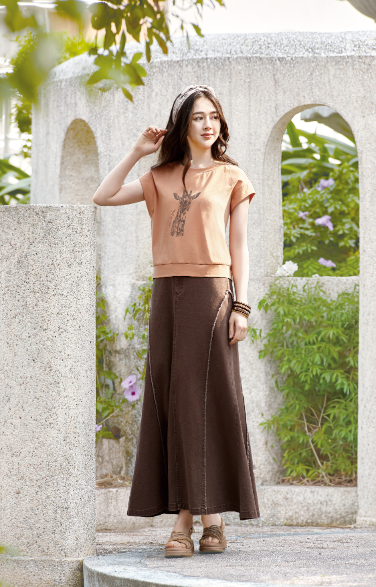 DITA長頸鹿印花法國袖上衣