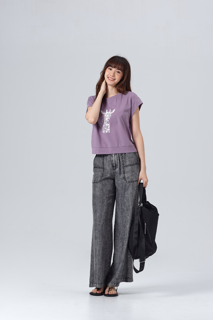 DITA長頸鹿印花法國袖上衣