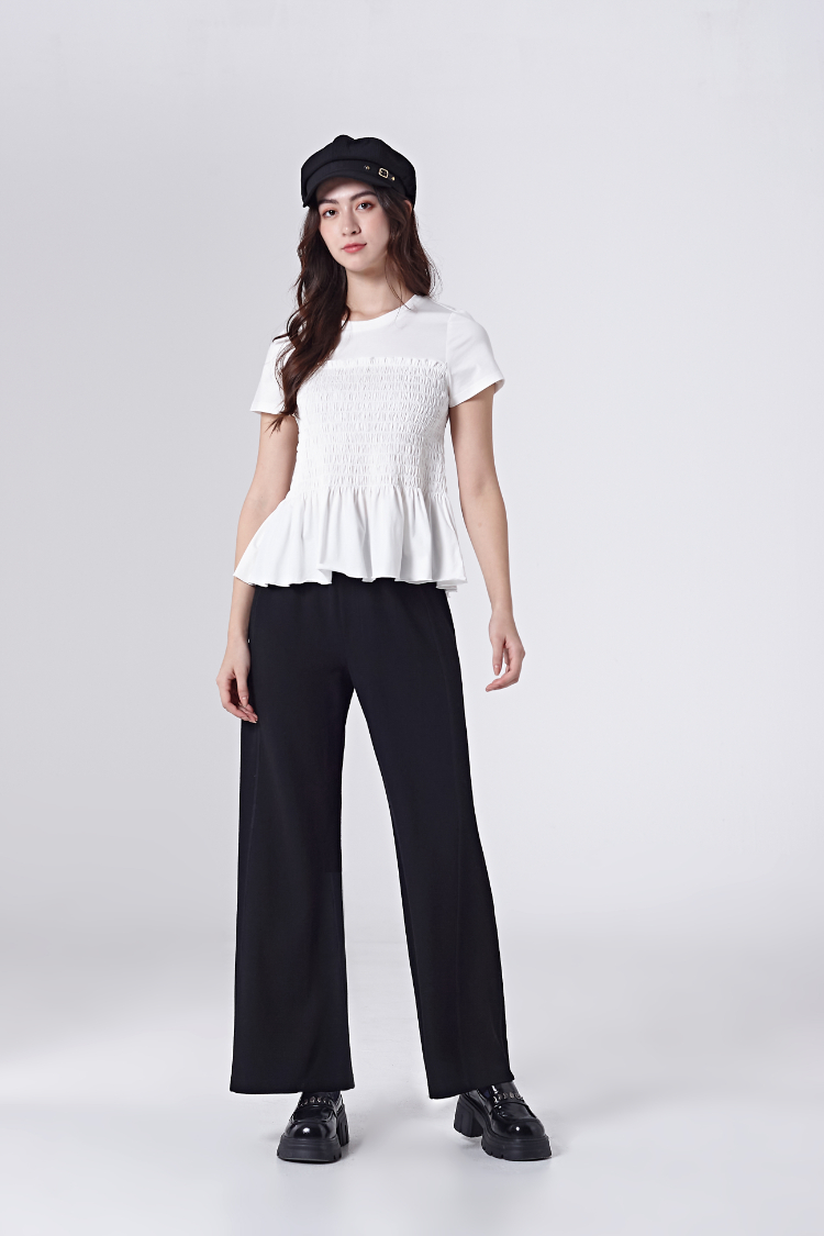 DITA甜美皺皺剪接上衣