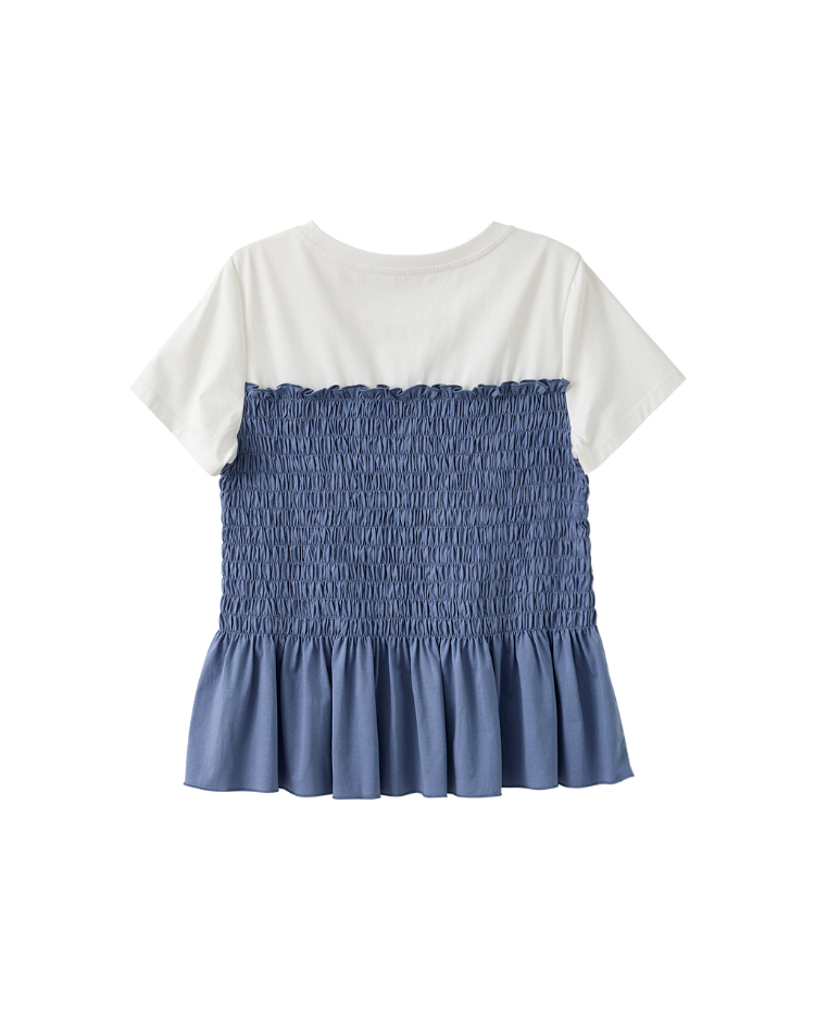 DITA甜美皺皺剪接上衣