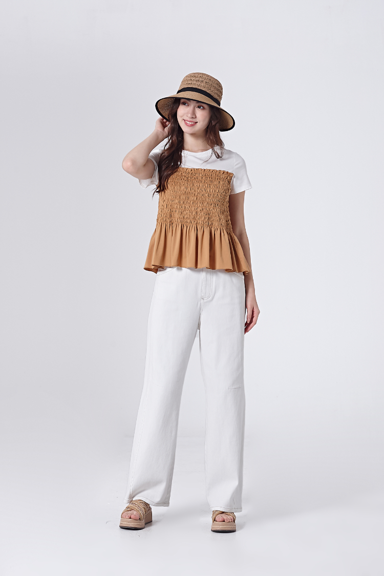 DITA甜美皺皺剪接上衣