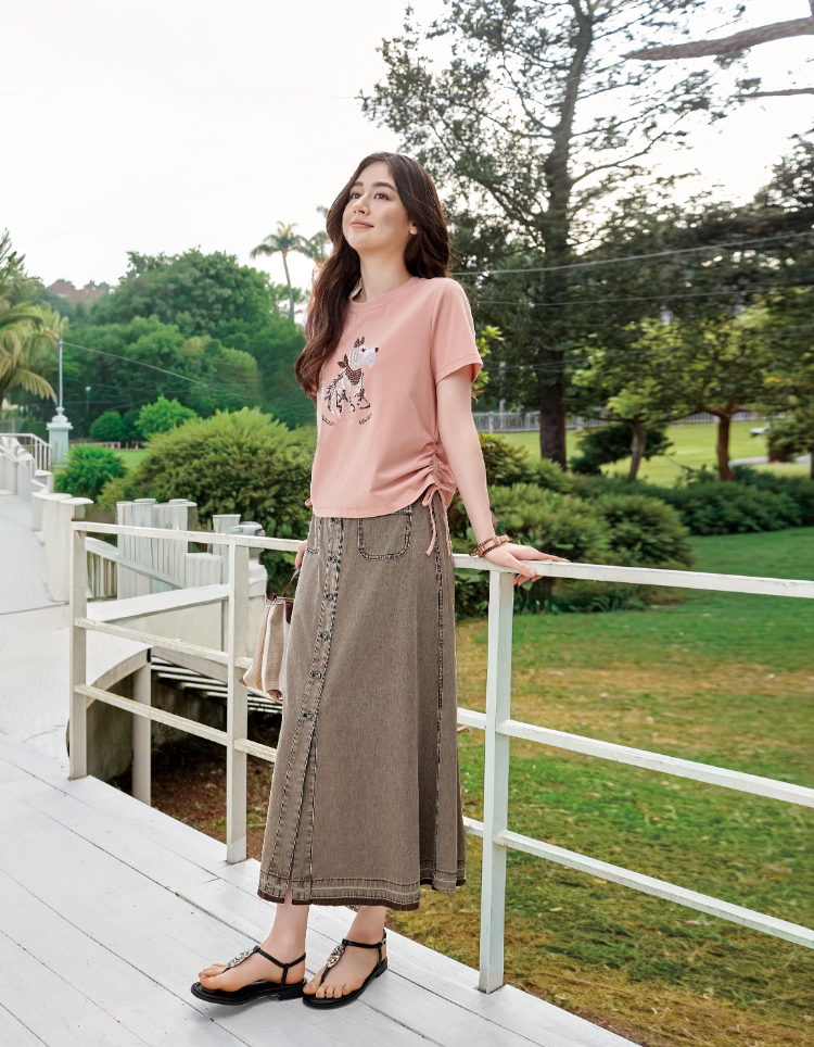 DITA特殊印花工藝抽繩上衣