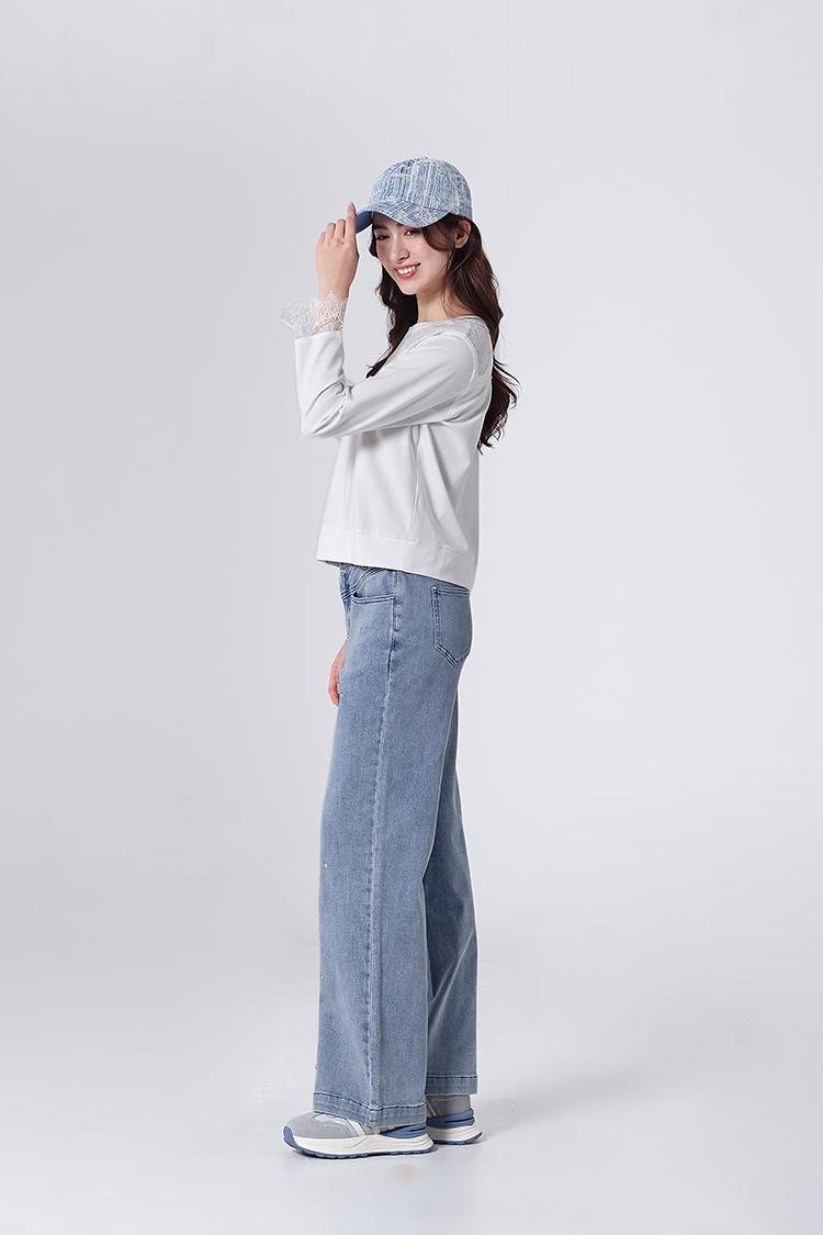 DITA甜酷感愛心水洗牛仔寬褲