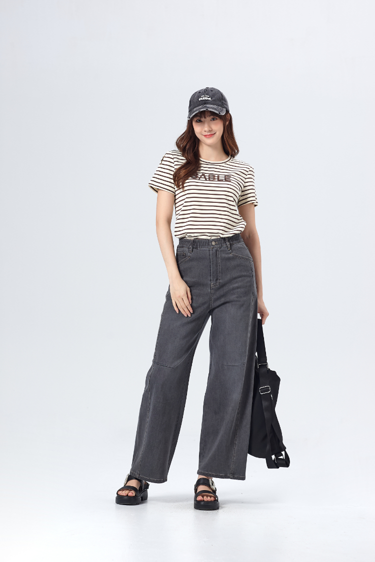 DITA個性剪接牛仔寬褲
