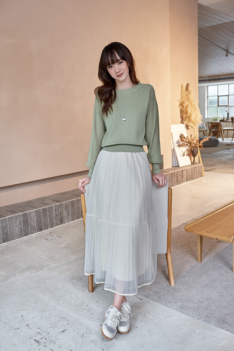 DITA氣質層次壓摺紗裙