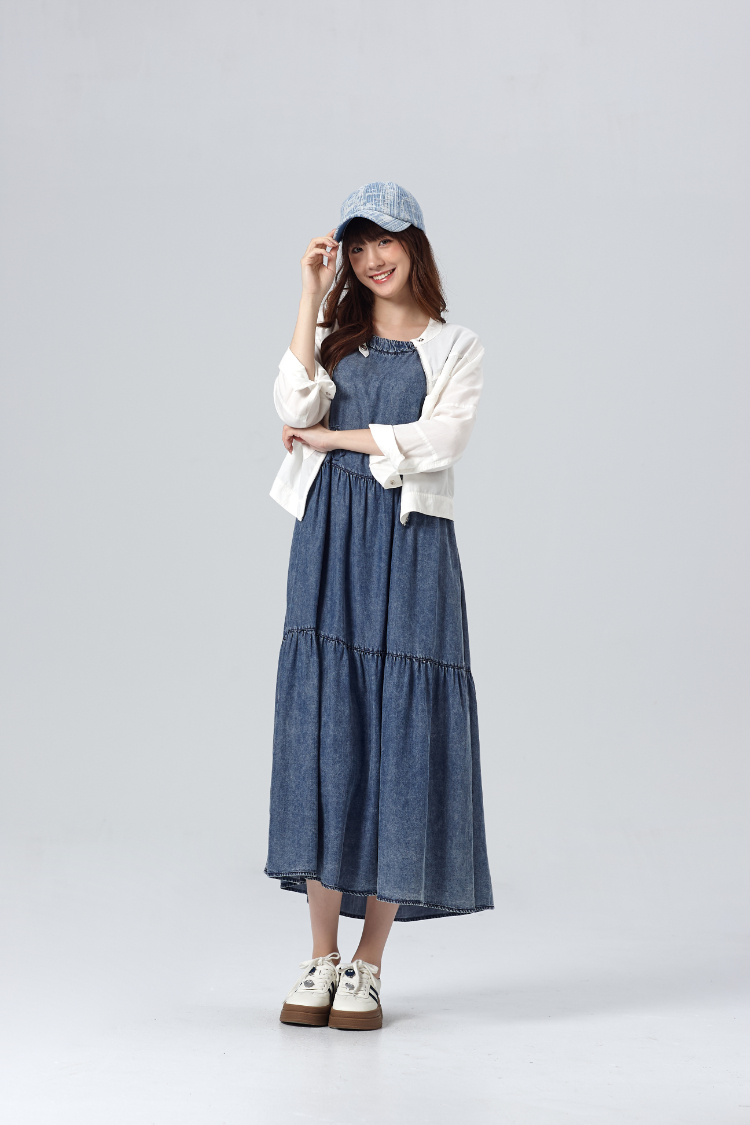 DITA水洗連身背心抽繩洋裝