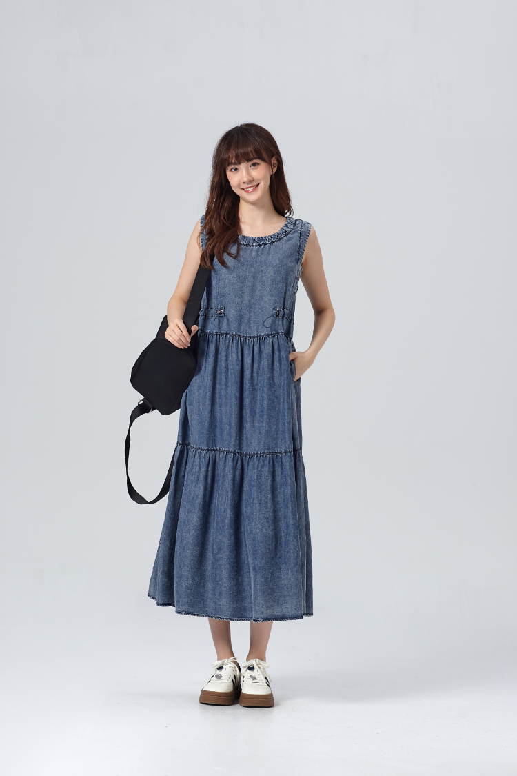 DITA水洗連身背心抽繩洋裝