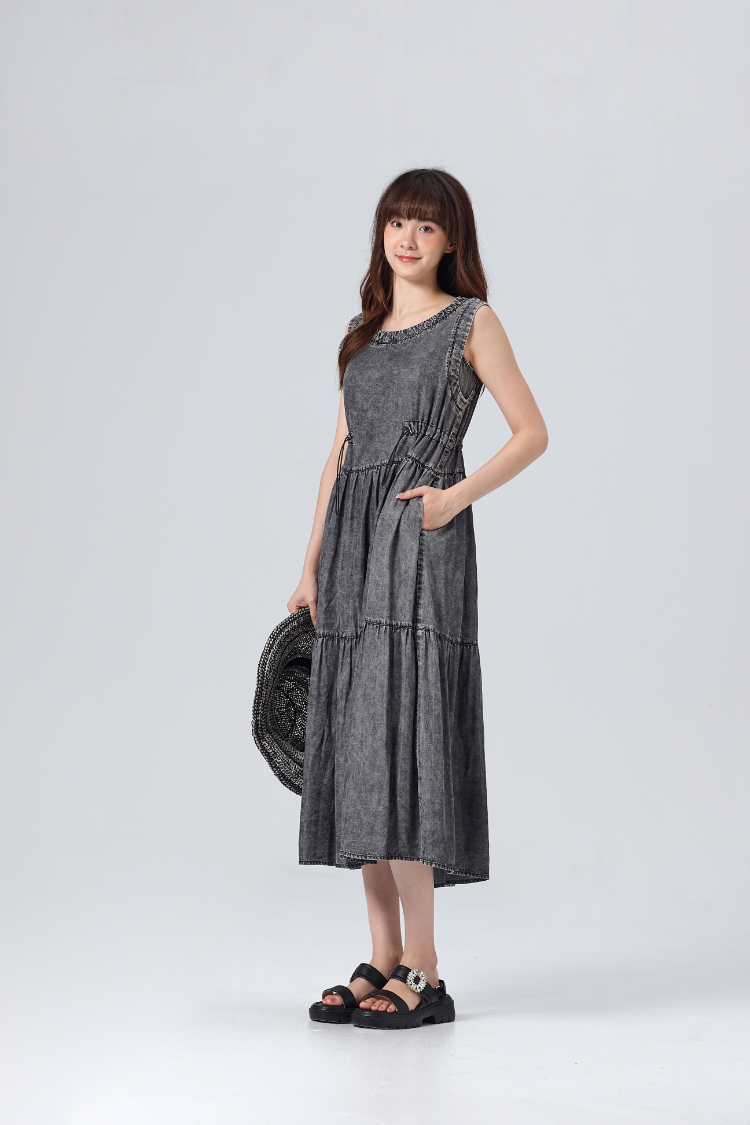 DITA水洗連身背心抽繩洋裝