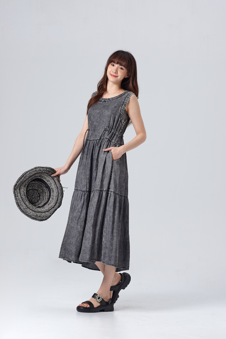DITA水洗連身背心抽繩洋裝
