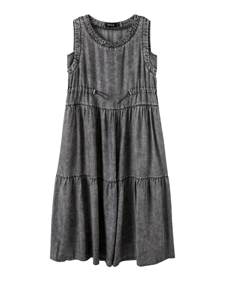 DITA水洗連身背心抽繩洋裝
