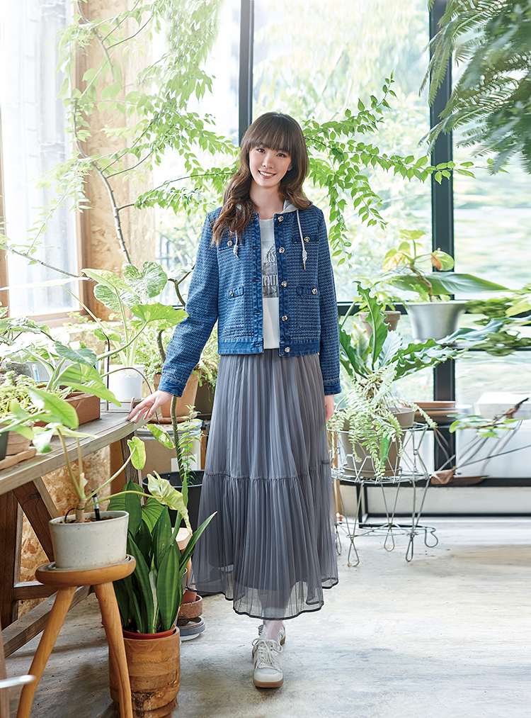 DITA個性刷紋牛仔拼接外套