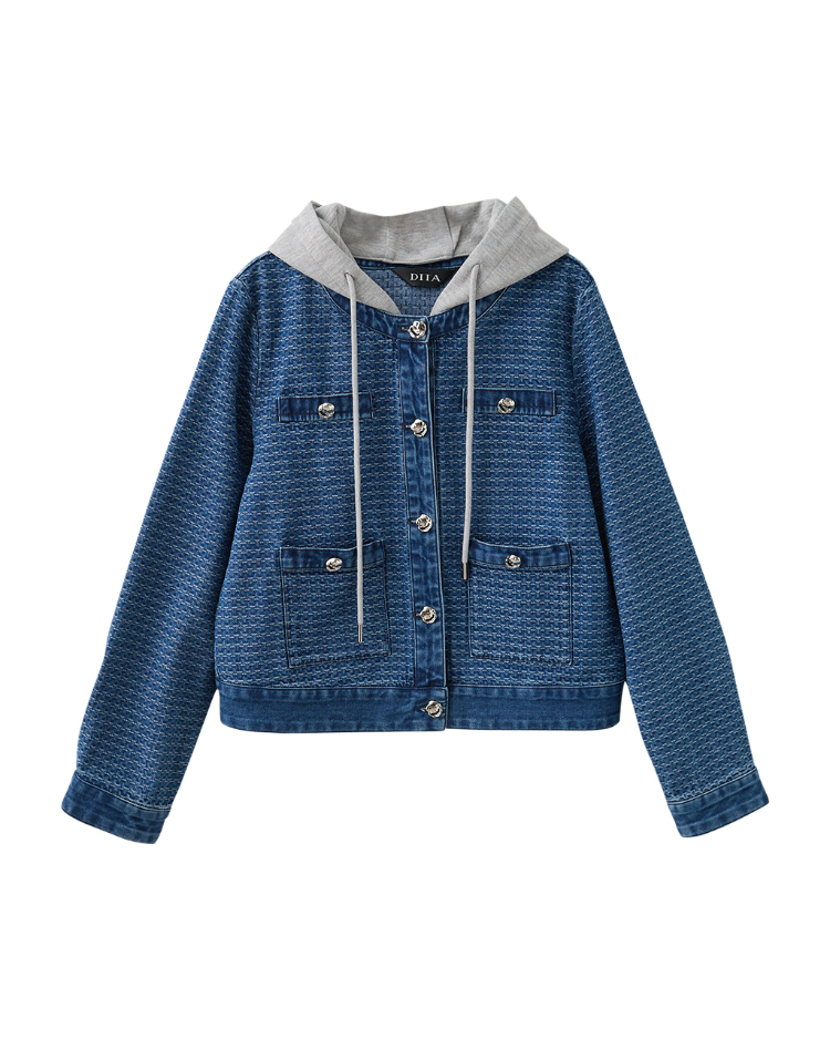DITA個性刷紋牛仔拼接外套