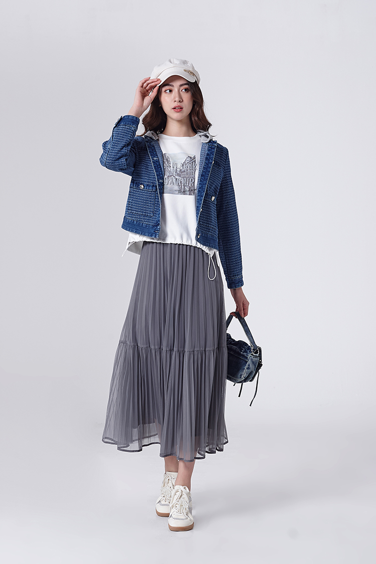 DITA個性刷紋牛仔拼接外套