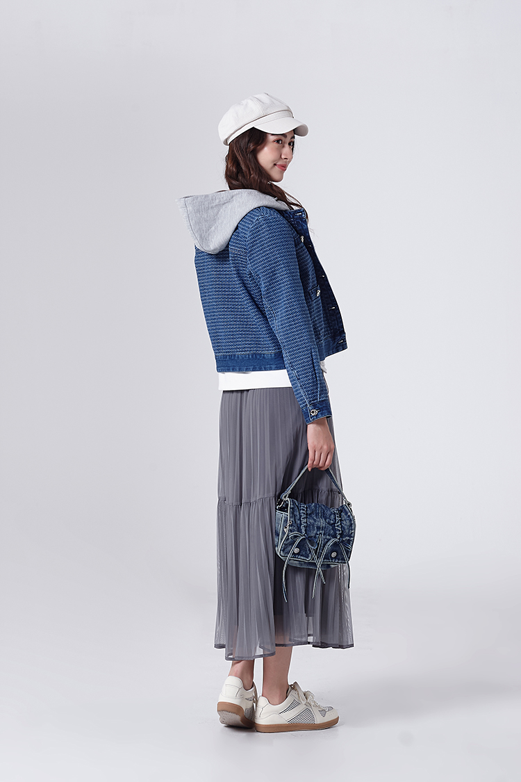 DITA個性刷紋牛仔拼接外套