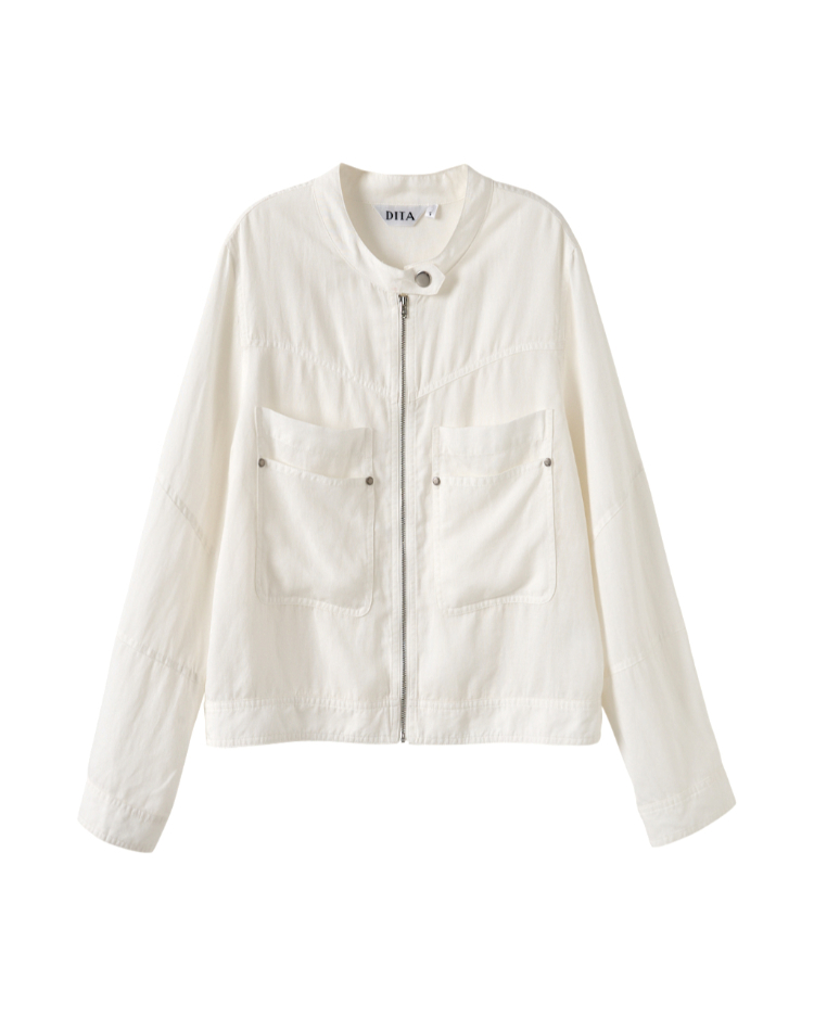DITA合身都會風剪接外套