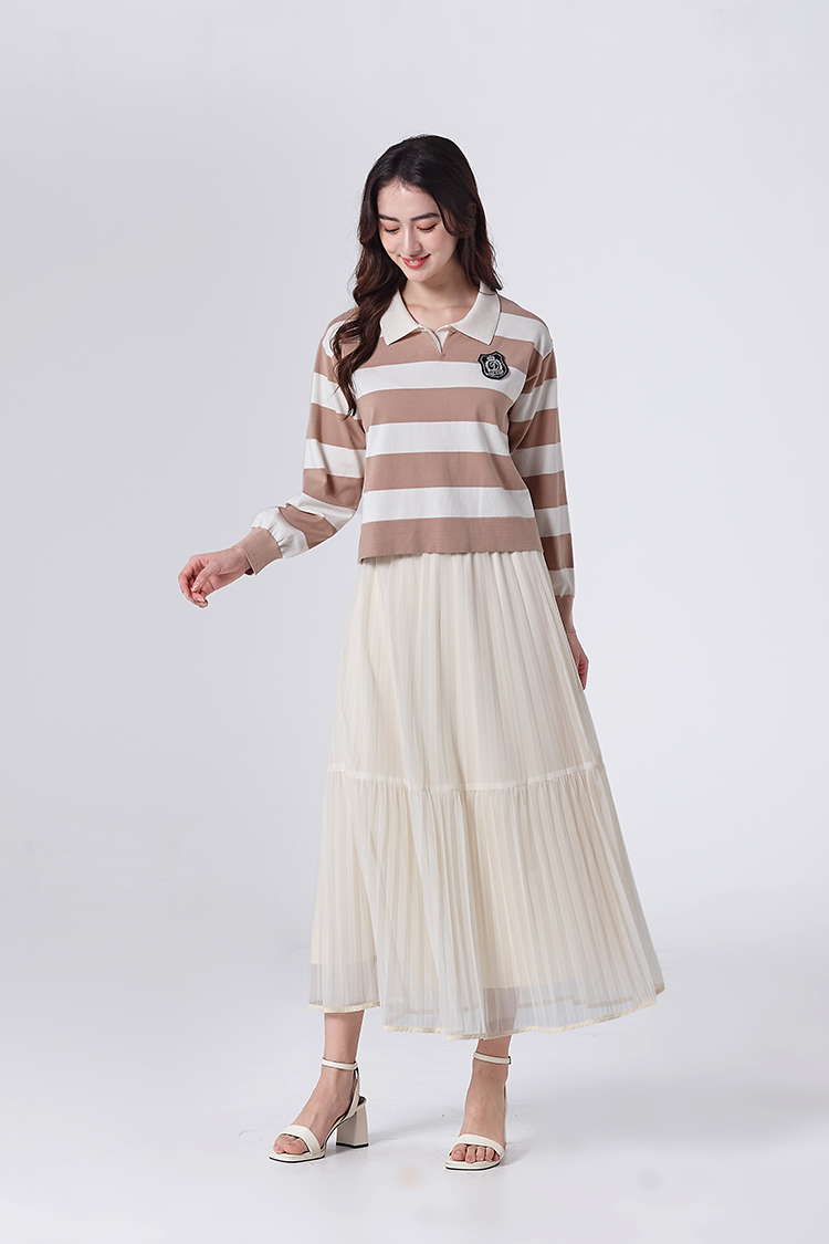 DITA短版寬條紋針織上衣