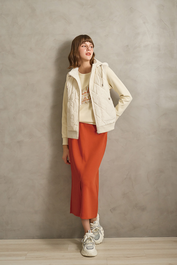 JOAN前開岔彈性A字裙