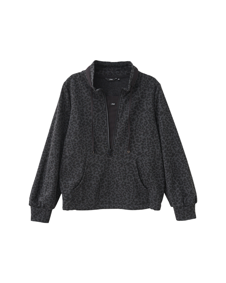 JOAN霧面豹紋磨毛上衣