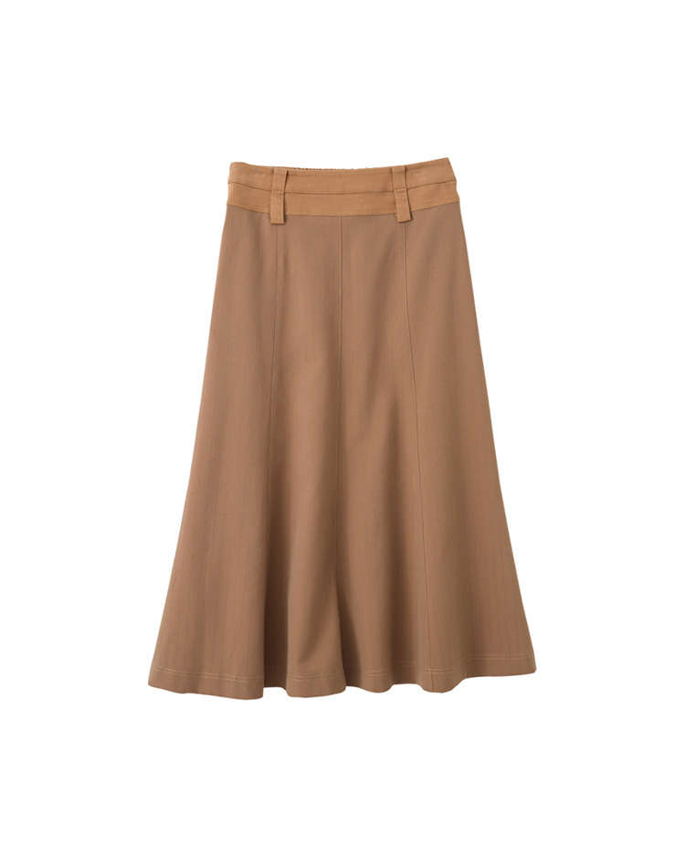 JOAN個性牛仔拼接條紋長裙