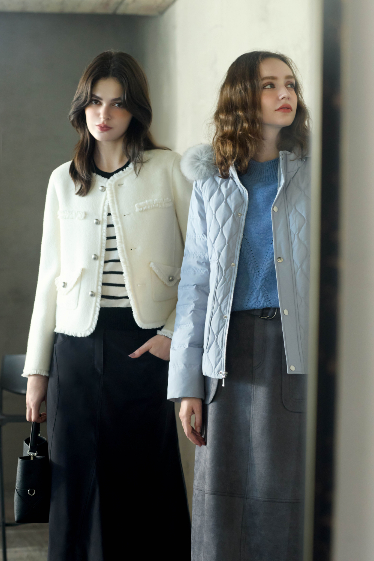 JOAN真狐狸毛領短版與絨外套