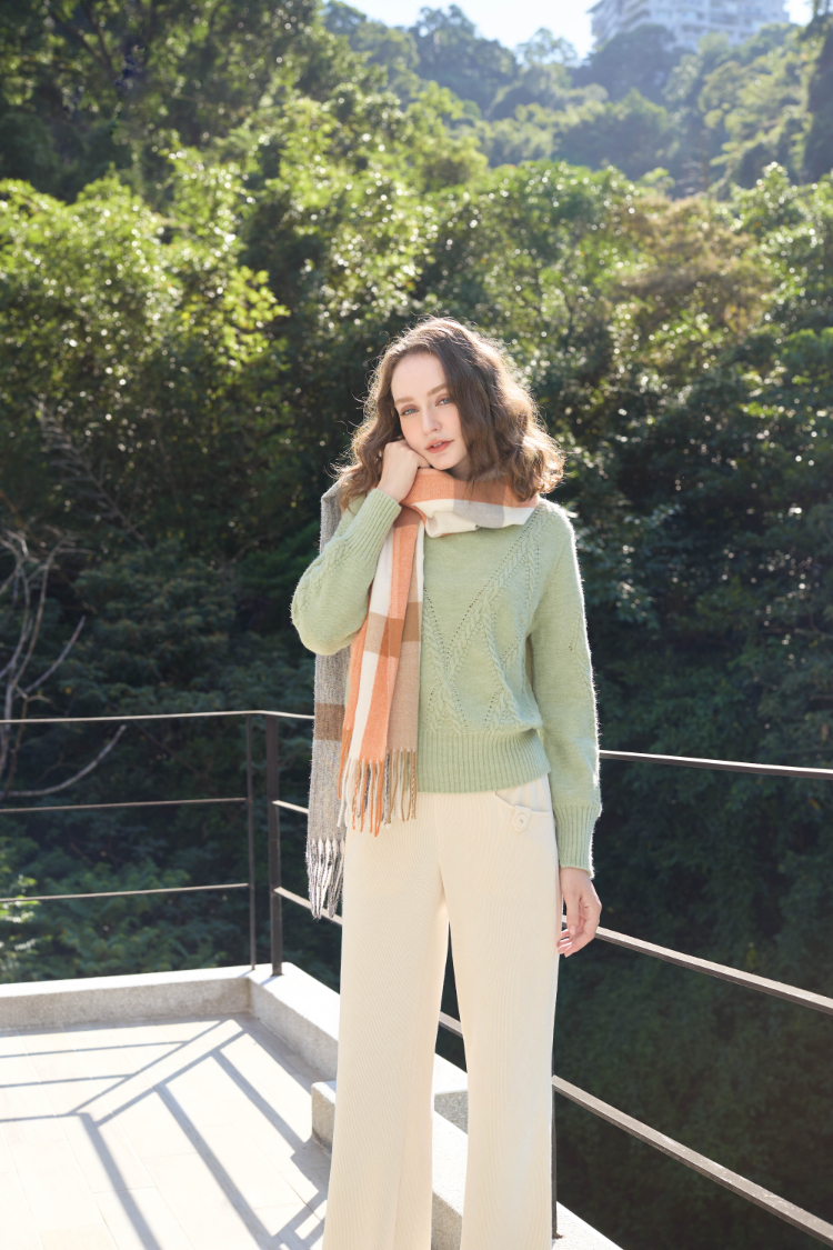 JOAN細緻麻花V輪廓設計針織衫