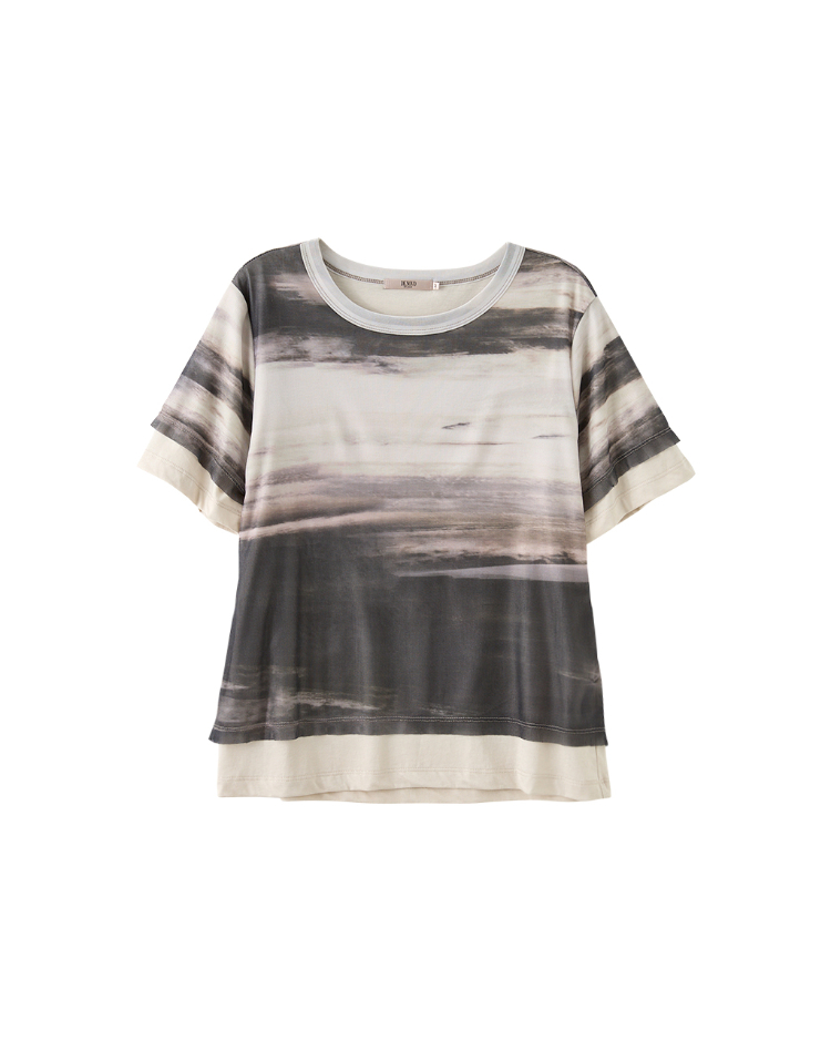 DENOVO水墨暈染雙層網布T恤