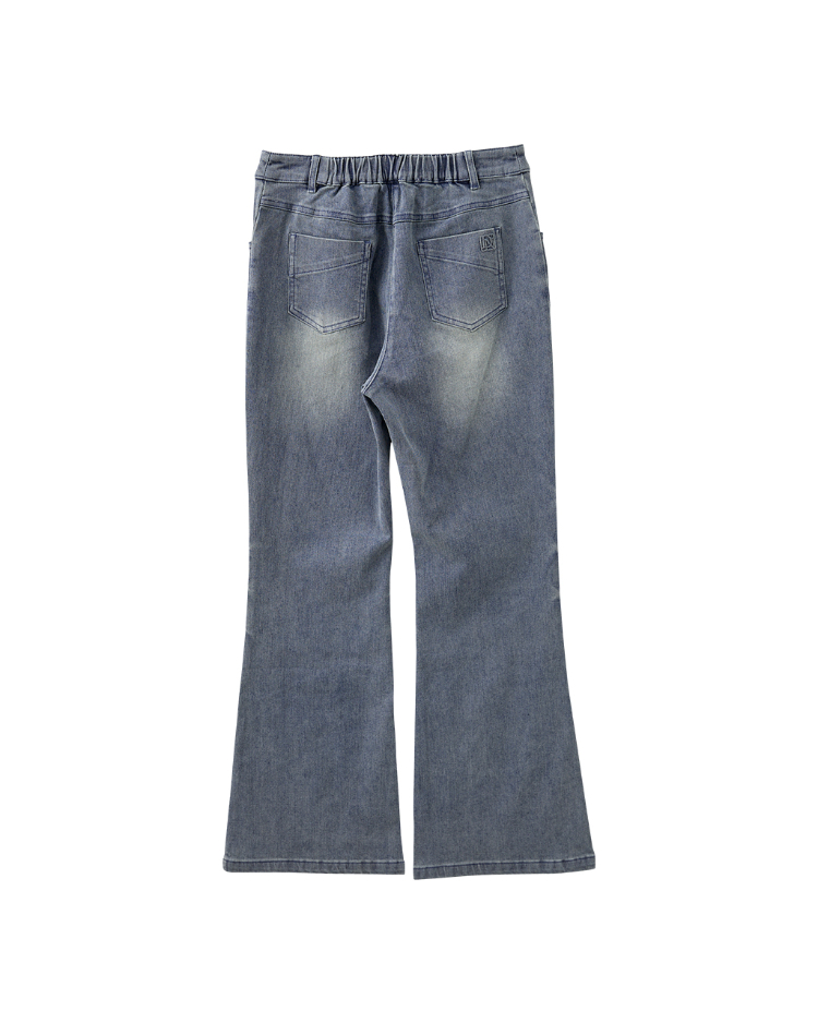 DENOVO高比例剪裁微喇叭修身褲