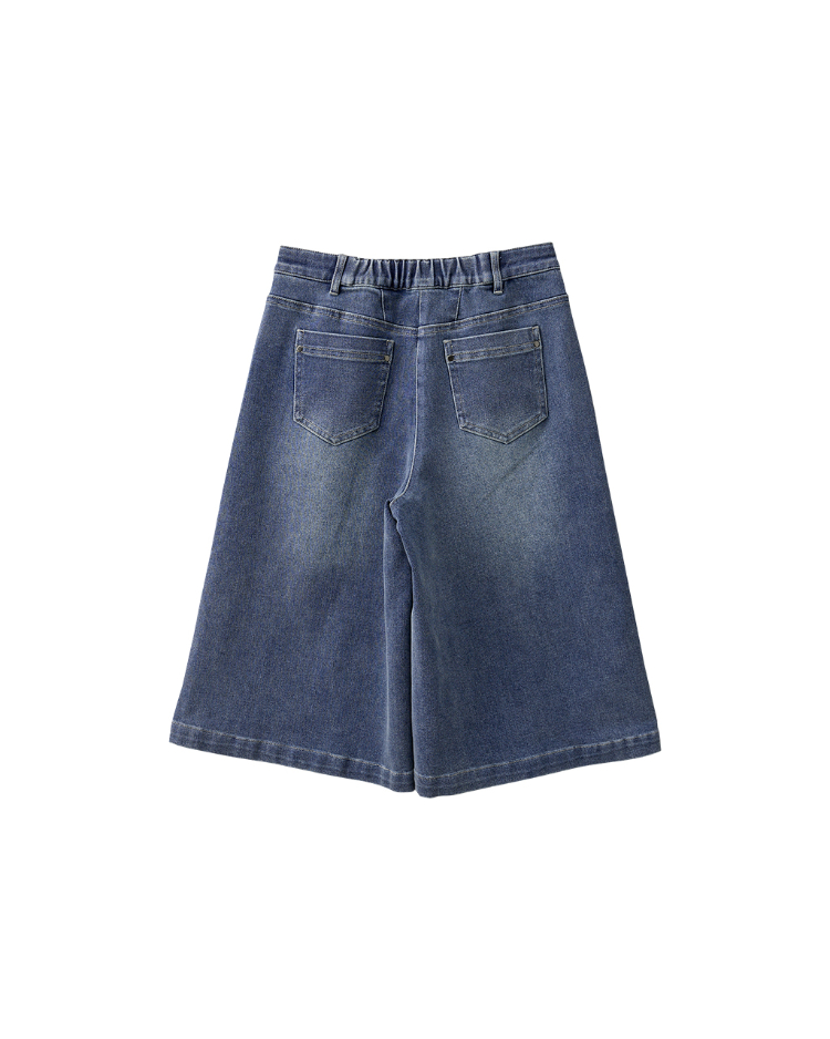 DENOVO刷色修身彈力五分丹寧褲