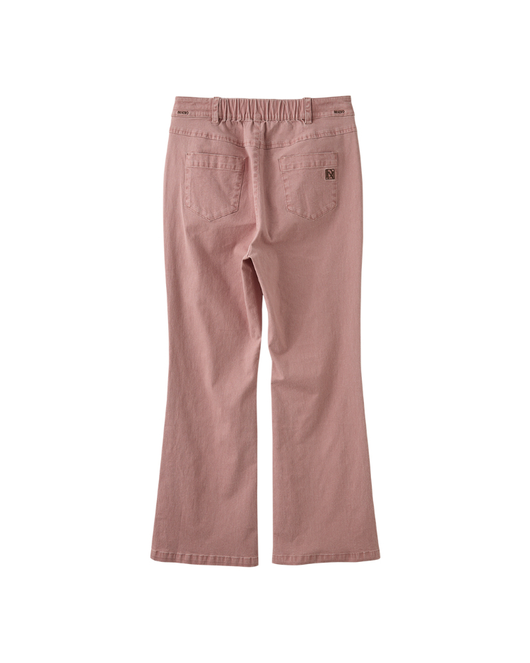 DENOVO修身顯瘦九分水洗喇叭褲