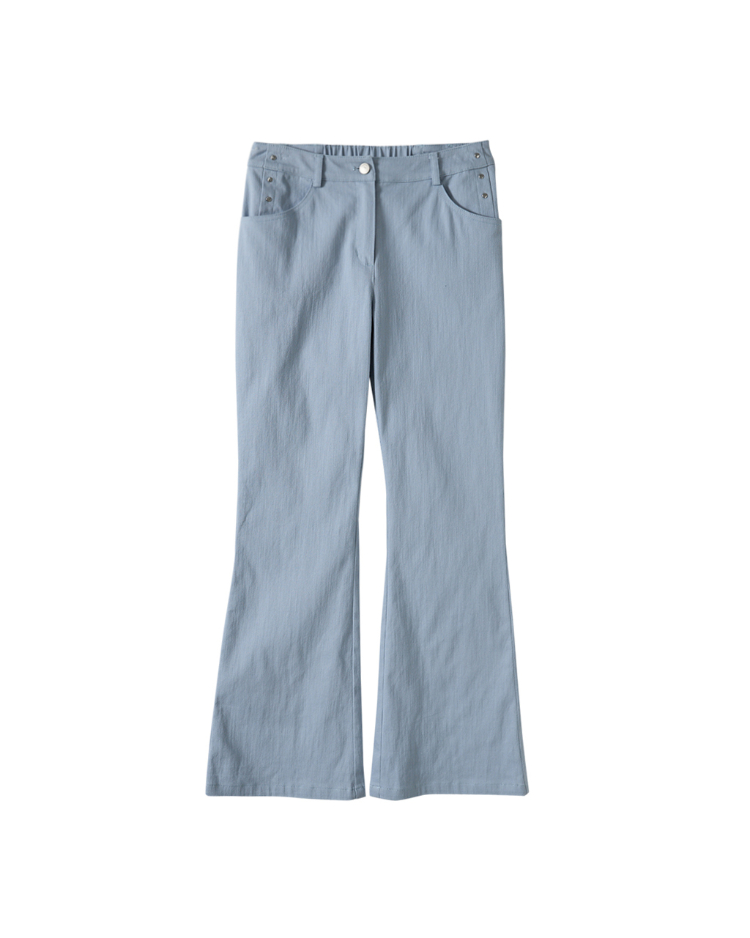 DENOVO竹節面修身彈力喇叭褲