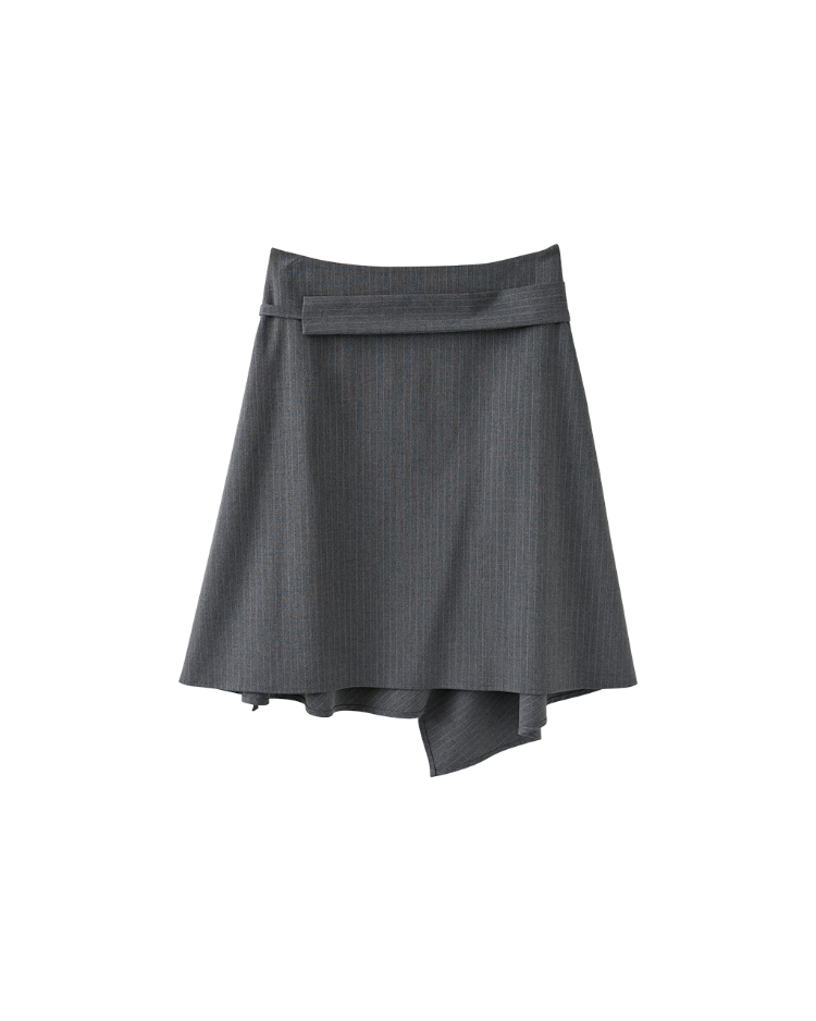 DENOVO不對稱結構都會條紋西裝裙