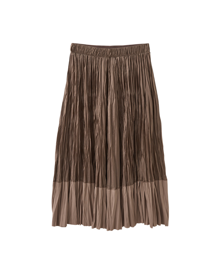 DENOVO都會感層次拼接壓褶長裙