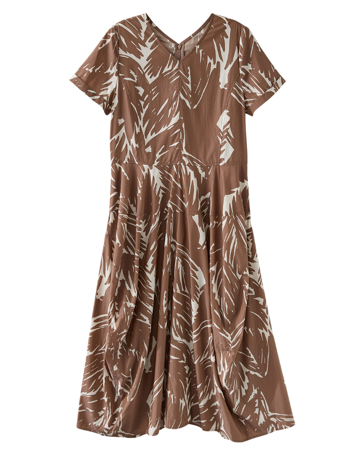 DENOVO率性筆刷印花氣球裙擺洋裝