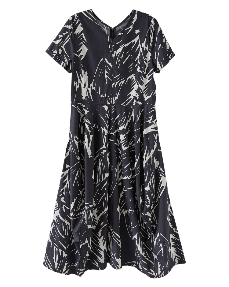 DENOVO率性筆刷印花氣球裙擺洋裝