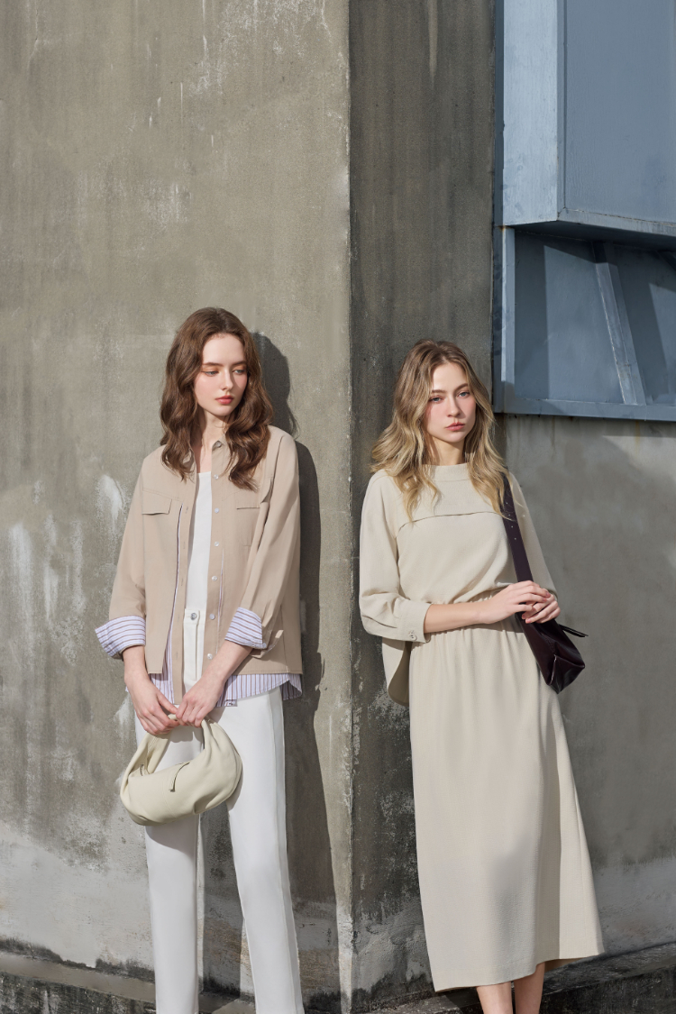 DENOVO雲感層次收腰洋裝