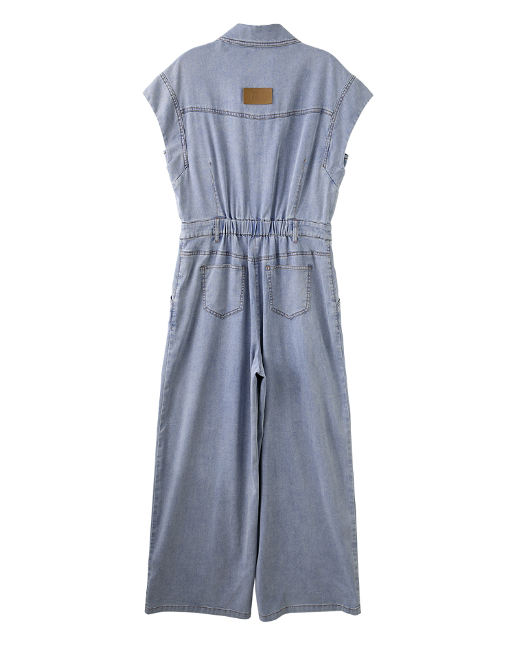 DENOVO輕工裝收腰牛仔連身褲