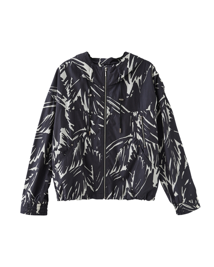 DENOVO率性筆刷印花連帽外套