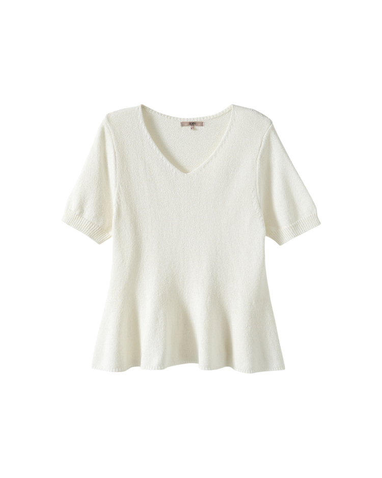 DENOVO氣質收腰傘擺針織上衣