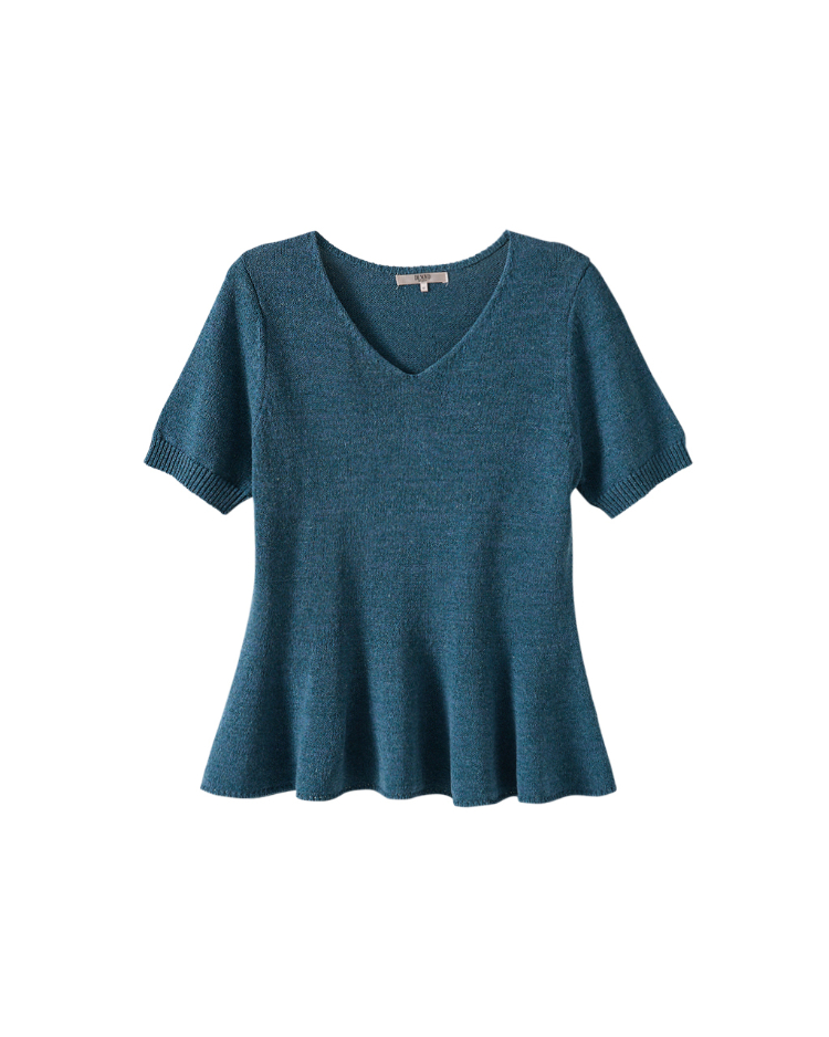 DENOVO氣質收腰傘擺針織上衣