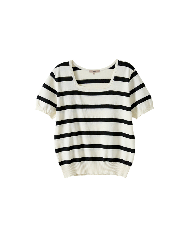 DENOVO經典法式條紋針織上衣